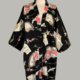 sort kimono Crane Senmen-Ni-Tsuru, 3/4 lang, udført i 100% bomuldssatin