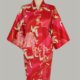 kimono Crane with Flowers, 3/4 lang, rød, udført i 100% bomuldssatin