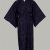 Kimono Kasuri lang udført i mørkblå bomuld indspundete hvide tråde