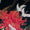 kimono stof sort satin crane with flowers